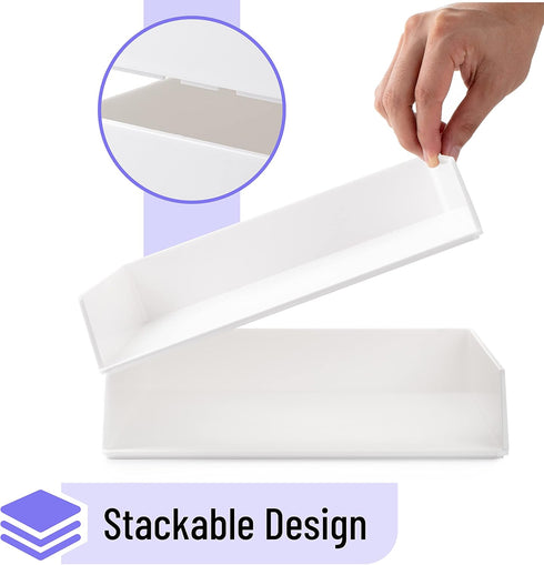 Mr. Pen Letter Tray Desk Organizer, Plastic, 2 Pack, White File Organizer for Desk, Paper Holder for Office