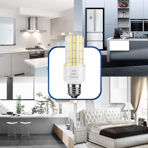 ZP 40W LED Light Bulb, 300W Equivalent, 5000 Lumen, 5000K Daylight White, A19 Bulbs, E26/E27 Base, 2 Count
