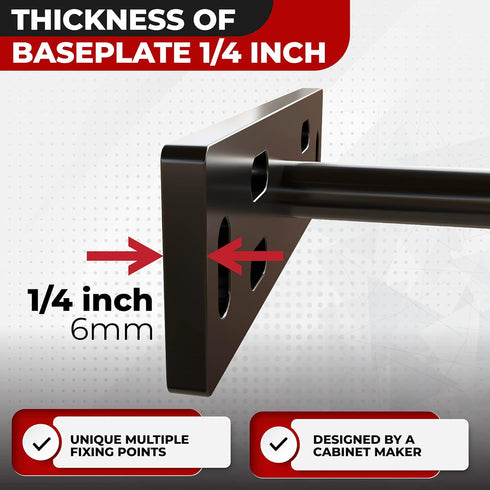 Set 4 (1/4 inch (10 inch of Floating Shelf Brackets Heavy Duty Thick Baseplate) Painted Black Mild Steel/Bracket