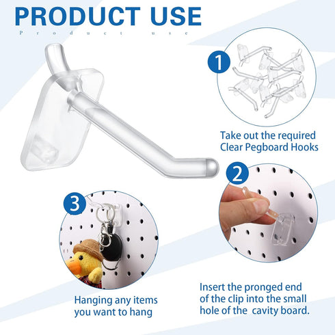 120 Pcs 2.4 Inch Plastic Pegboard Hooks for Peg Boards, Craft, Storage, Garage, Kitchen, Tools