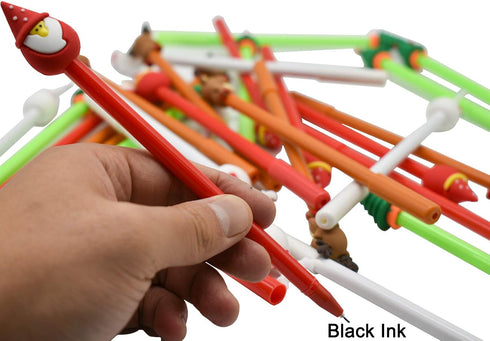 Maydahui 28 PCS Christmas Series Rollerball Pens, Black Gel Ink, Christmas Tree, Snowman, Reindeer, Santa Claus Style