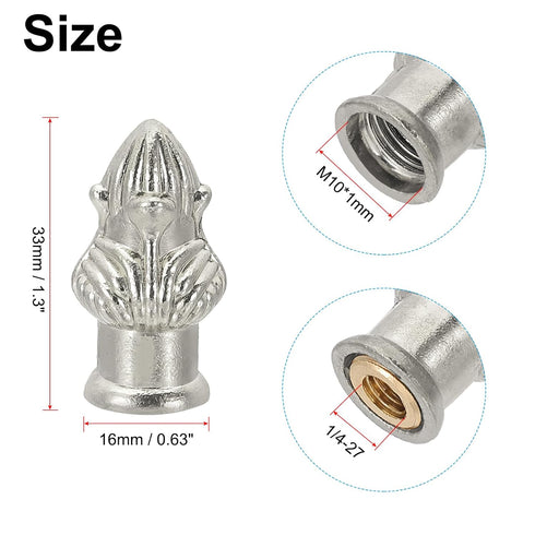 PATIKIL 33 16mm 2 Set x Lamp Finials Caps Knob, Solid Lamp Shade Top Decoration Screw Cap Nuts with Brass Reducing