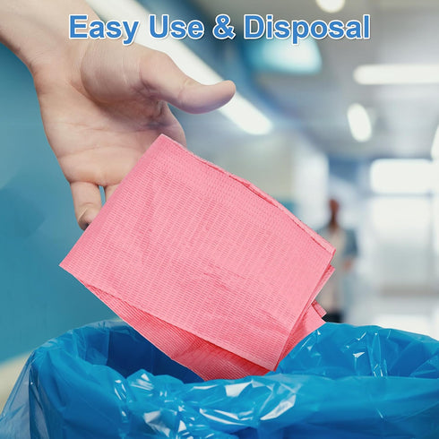 50 Pack 3 13 18 inch Black Dental Bibs Disposable Waterproof Dentist Bibs Sheet with No Leakage Poly Back, Ply x