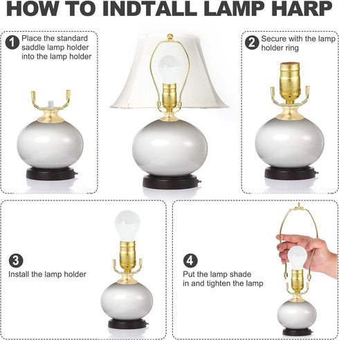 10 Inch 17.5mm 2 Set PATIKIL Lamp Harp Kit with Solid Brass Ball Finial, Heavy Duty Bracket with Standard Saddle