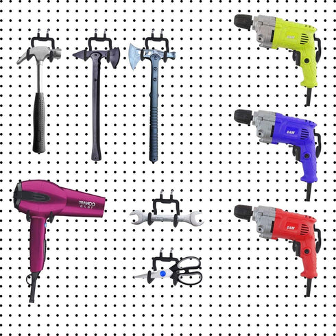 6PCS Pegboard Drill Holder | Pegboard Hooks and Accessories for Tool Storage and Display