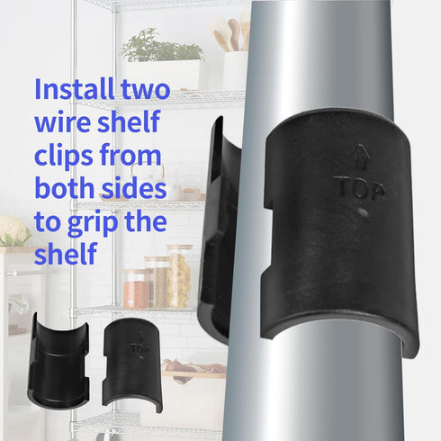 30 Pack Black Wire Shelf Clips, 1 inch Plastic Shelving Clips for Wire Shelving System, Shelf Support Clips (15 Pairs)