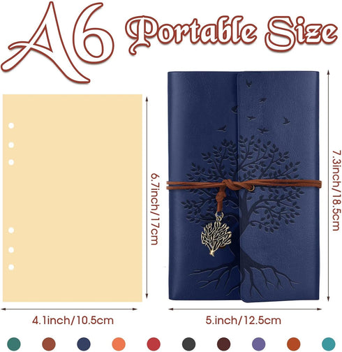 PU Leather Journal Notebooks - Tree Life Bound Journals, Vintage Refillable Blank Notebook, 7 Inch, 10 Pcs