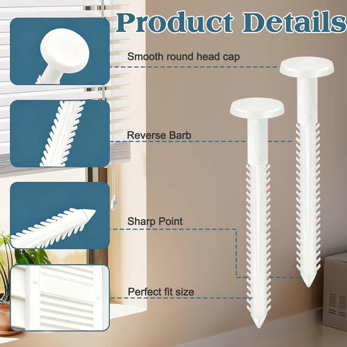 QincLing 30Pcs 3 Inch Vinyl Shutter Fasteners, White Window Shutter Panel Pegs Shutter Screws Lok Pins Plastic Shutter
