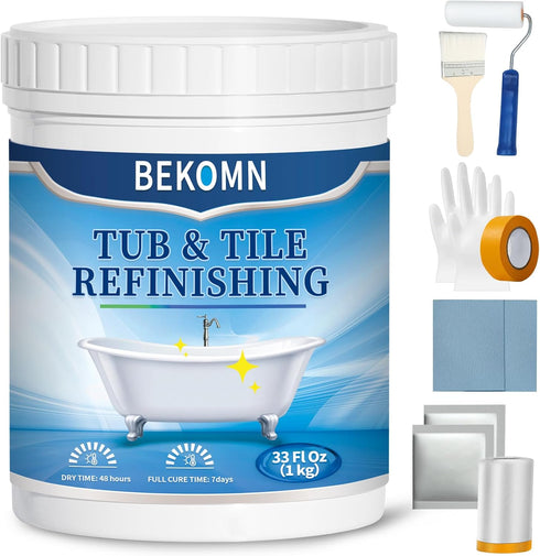 BEKOMN Tub Paint,Tub and Tile Refinishing Kit 33oz with Tools,Bathtub Paint White