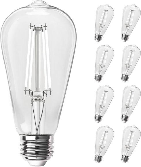 Feit Electric ST19 Vintage Edison LED Light Bulb, 60W Equivalent, Dimmable, 5000K Daylight, 800 Lumens, 8 Pack