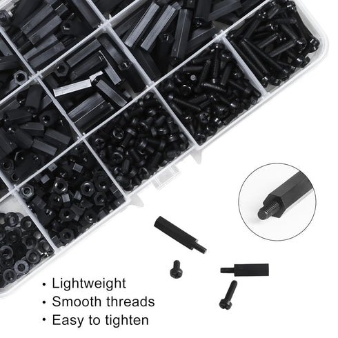 600PCS M3 Male Female Nylon Hex Spacer Standoffs Screws Nuts, Motherboard Standoffs and Screws Assortment Kit