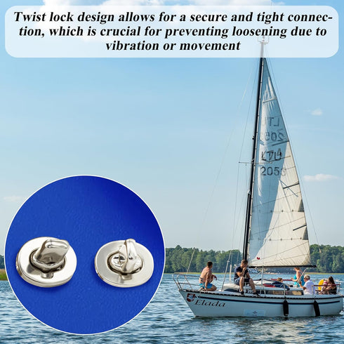 20 Sets Marine Grade Twist Lock Fasteners, Stainless Steel Plated Rotating Button Fasteners for Boats