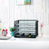 SETTFRFE 4-Tier Mesh Paper Letter Tray, Desk Organizer with Sliding Drawer, Black Office Supplies for Home Office
