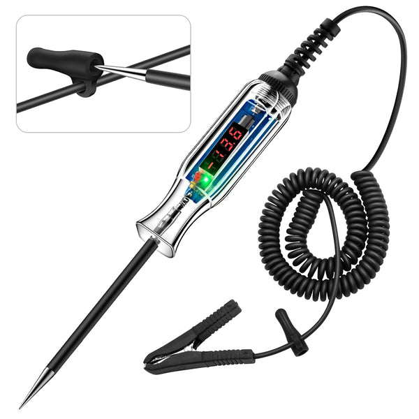 Upgraded 3-72V Digital Automotive LED Circuit Tester, DC Voltage Test Light with Voltmeter & Portable Spring Wire