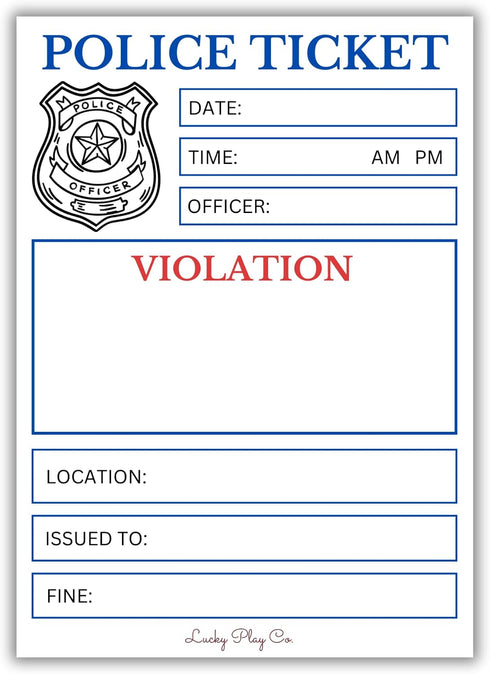 Lucky Play Co. Police Officer Play Notepad for Kids Pretend Police Law Enforcement Ticket Imaginative