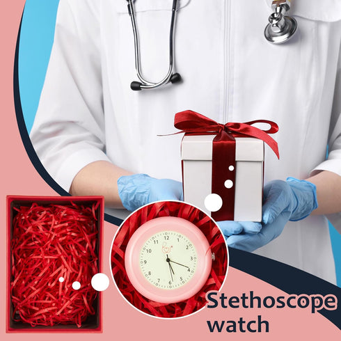 Dansydaisy 2 Pcs Glow in The Dark Stethoscope Watch Nurse Week Gift Clip on Pocket Watch with Second Hand CNA