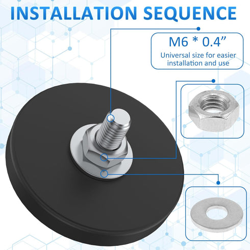 MLYNZXJSY 12 Pack M6 1.69 Inch (12 Pack) Rubber Coated Magnets Rock Light Magnets Mounting Magnet Thread Stud Magnetic