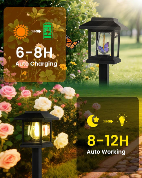 Albelt 2 Pack Solar Pathyway Lights Outdoor, Waterproof Solar Garden Lights with Auto On/Off, Landscape Lighting