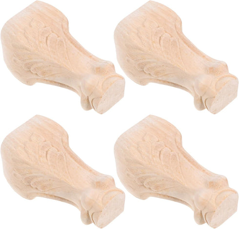 ARTIBETTER 4pcs Solid Wood Furniture Legs for Sofa and Dresser, Carved Decorative