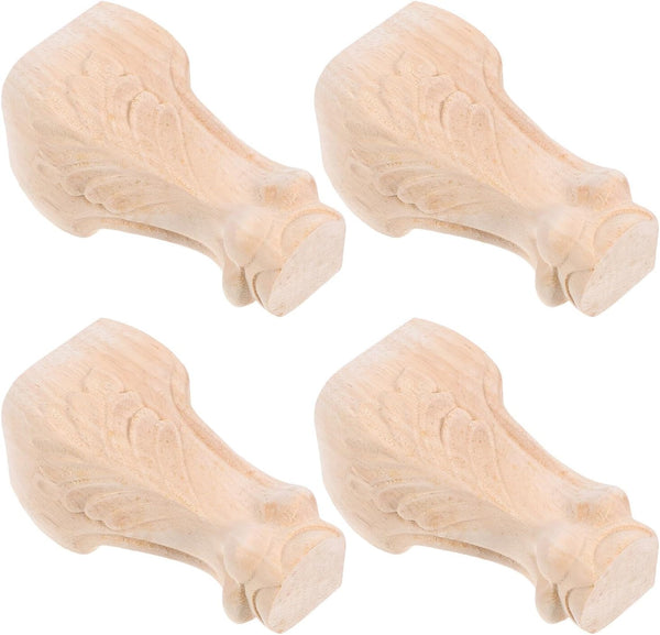 ARTIBETTER 4pcs Solid Wood Furniture Legs for Sofa and Dresser, Carved Decorative