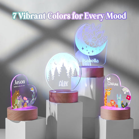 Personalized Baby Gift Name Night Light for Kids Girls Boys Nursery Decor with Unicorn Acrylic Light - Includes Remote