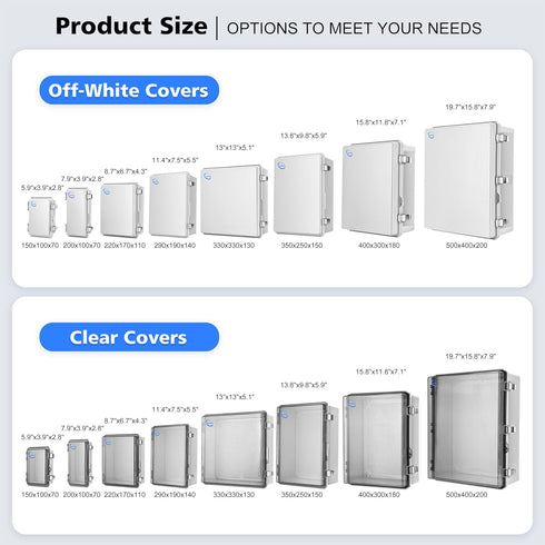 Waterproof Outdoor IP67 Junction Box (5.9"x3.9"x2.8") with Mounting Plate, Hinged Grey Cover and Wall Brackets - Weatherproof ABS Plastic Electrical Enclosure for DIY Projects (150x100x70mm)