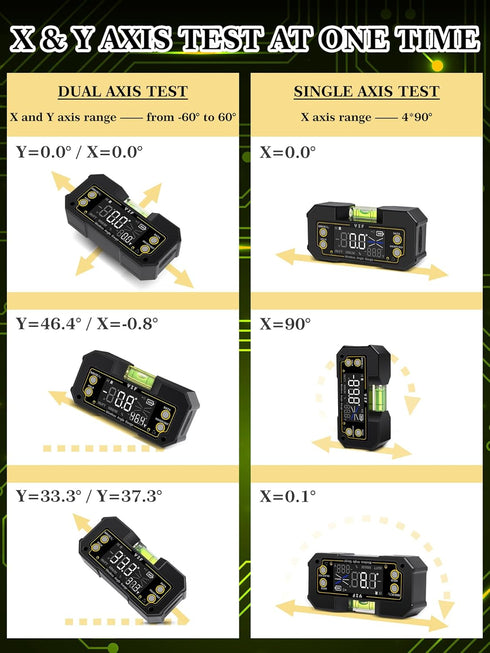 YIF Wireless Digital Angle Finder Tool, Dual Axis, Magnetic Angle Finder with Clear Display for Absolute Measurement