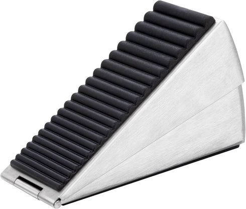 Heavy Duty Silver Door Stopper, Metal Rubber Wedge, Large Door Stop for Bottom of Door, Suits Any Heavy Door Gap
