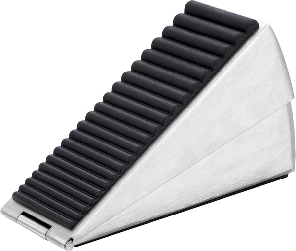 Heavy Duty Silver Door Stopper, Metal Rubber Wedge, Large Door Stop for Bottom of Door, Suits Any Heavy Door Gap
