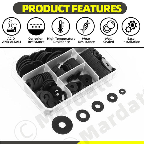 175Pcs Rubber Washers Assortment Kit, 7 Sizes for Household Faucet Plumbing