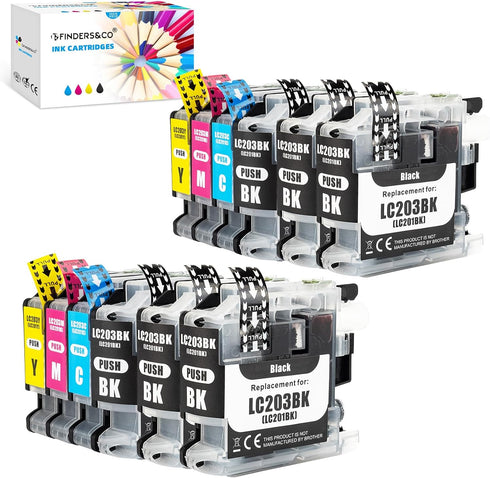 LC203 Ink Cartridge Replacement for Brother LC203XL, 12 Pack for MFC-J480DW, MFC-J880DW Printers