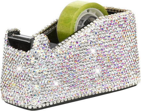 Blueshyhall Bling Bling Crystal Luxury Tape Dispenser - Handmade Diamond Desktop Office Stationery for Women