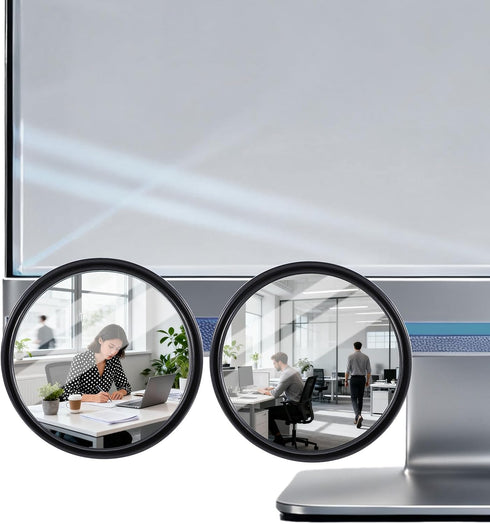FdcZeyxior 2 2.2" Pcs Office Desk Cubicle Mirror, Wide Angle Convex Rear View Mirror, Stick-On Adjustable Monitor