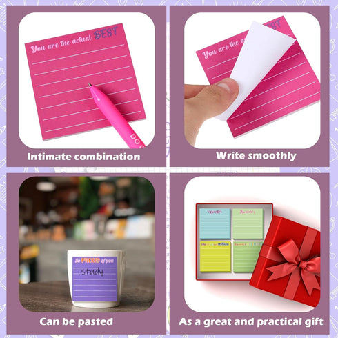 Yinder 24 Pcs Inspirational Sticky Notes / Cute Motivational Note Pad with Lines / 3 x 3'' for Coworkers and Office