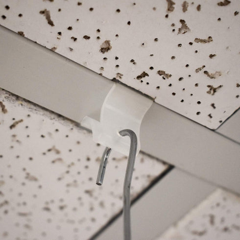 Plastic Drop Ceiling Grid Clips with 3/16" Diameter Hole, Snap On Ceiling Sign Hangers, 30 Pack
