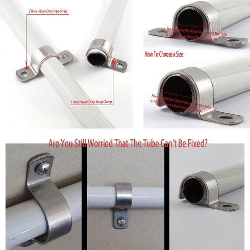 4 Inch Pipe Strap, 304 Stainless Steel Heavy Duty Strap Clamp for Tube Pipe or Wire Cord Installation (5pcs)