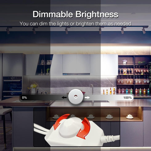 16.4 Dimmable 6500K 24V, 1600LEDs, 2835 Closet DAYBETTER COB LED Strip, ft White LED Strip Lights, LED Light Strip