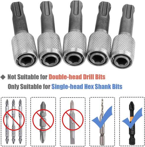 Mesee 5 Pieces SDS-Plus Shank Drill Chuck Adapters, SDS PLUS to 1/4" Hex Socket Adapter Converter for Electric Hammer