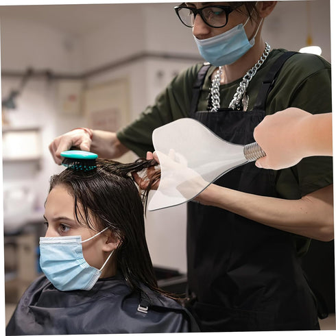 2pcs NOLITOY Hairdressing Shield Handle Barber Salon Face Cover for Hair Coloring Cutting