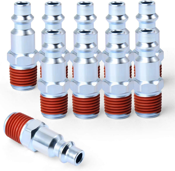 GASHER 1/4-Inch NPT Male Industrial Air Plug - Pneumatic Plugs, 300PSI, Pack of 10