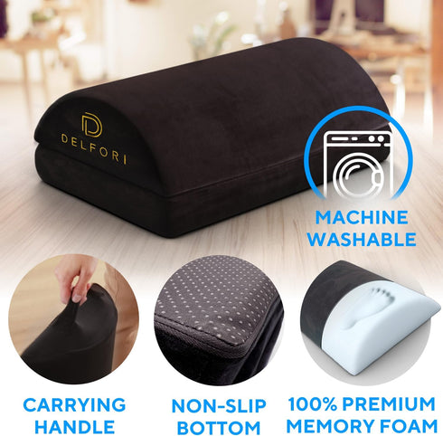 Premium Under Desk Footrest, Ergonomic Memory Foam Foot Rest for Home, Office, Gaming Chair, Back Pain Relief