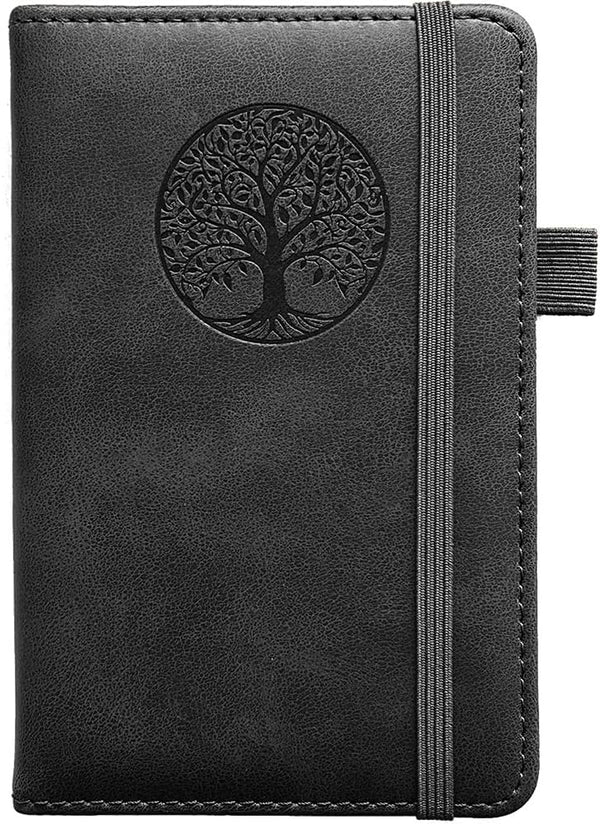 Small Pocket Notebook: Mini Leather Journal in Black