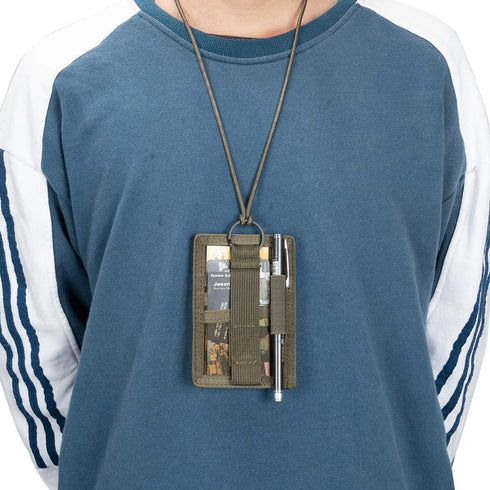 EXCELLENT ELITE SPANKER Tactical ID Card Holder - Adjustable Neck Lanyard Key Ring Loop Badge Holder (Ranger Green)