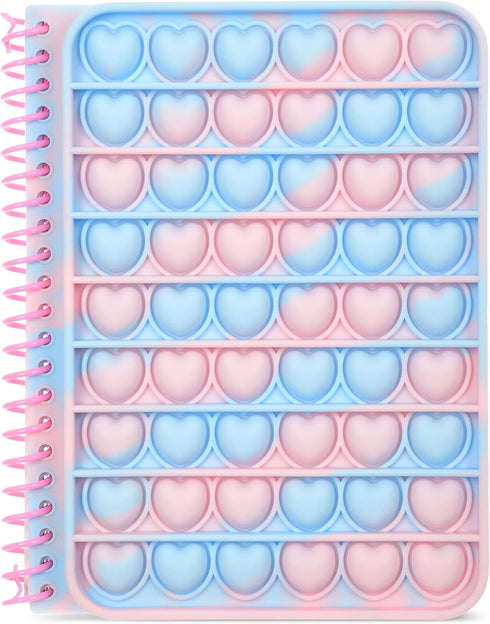 iscream Silicone Heart Popper Cover Spiral-Bound Lined Page Journal, 7" Cotton Candy