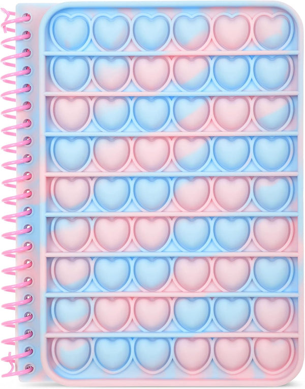 iscream Silicone Heart Popper Cover Spiral-Bound Lined Page Journal, 7" Cotton Candy