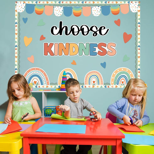 Choose Kindness Bulletin Board Decoration, Rainbow Set with Positive Classroom School Supplies