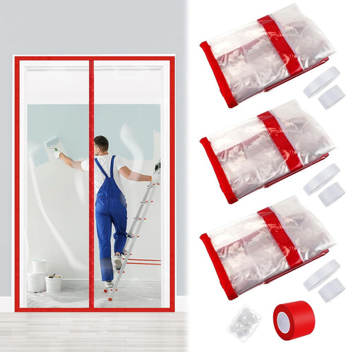 Preboun 1 Set Magnetic Dust Barrier Zipper Door Kit 4' x 7.5'