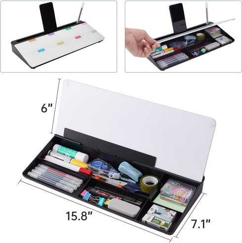 TSJ OFFICE Whiteboard Weekly Dry-Erase Board, Desktop Calendar Desk Organizer with Accessories for Office, Home, School