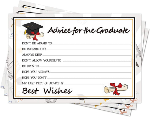 Graduation Wish Cards - 50PCs High School or College Graduation Advice Cards for 2025 Celebration Party Supplies