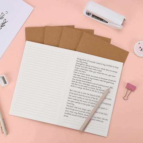 EOOUT 48 Pack A5 Lined Kraft Notebooks, 30 Sheets, 60 Pages, Travel Journals for School Office